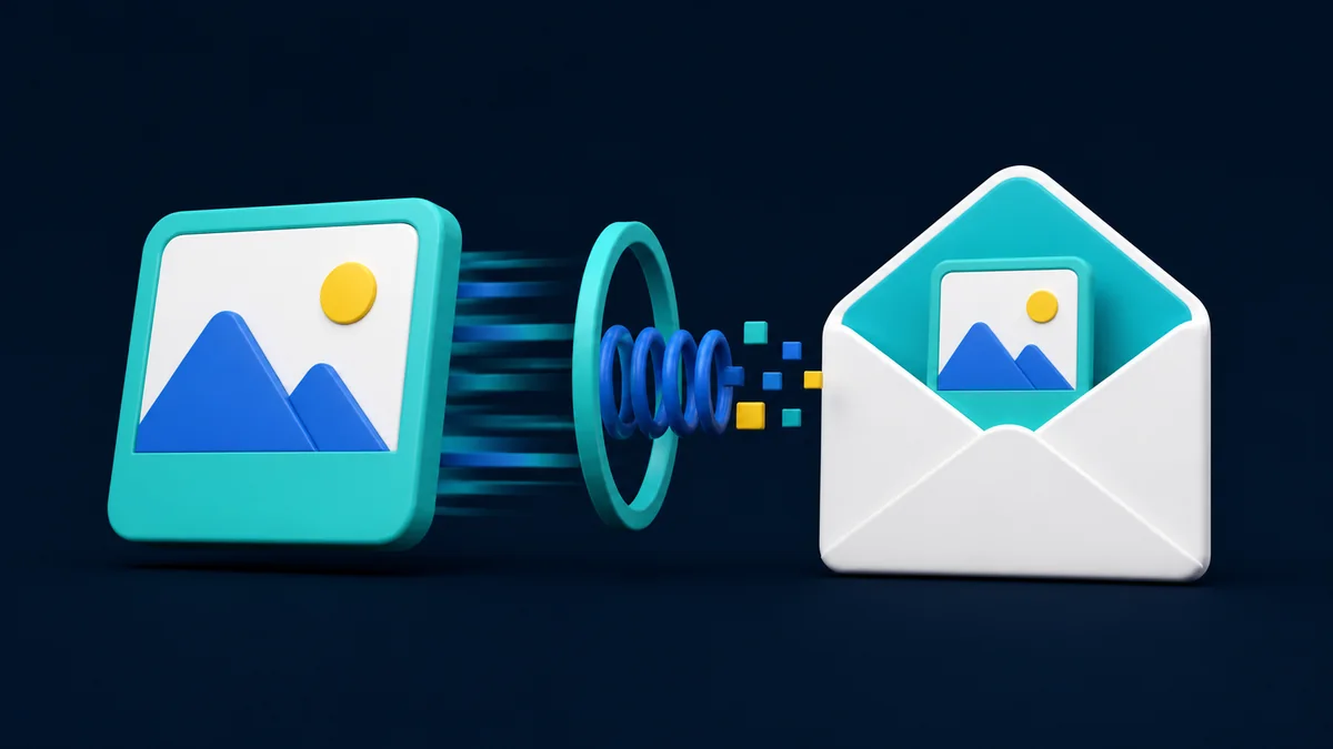 Image attachment moving into an email envelope