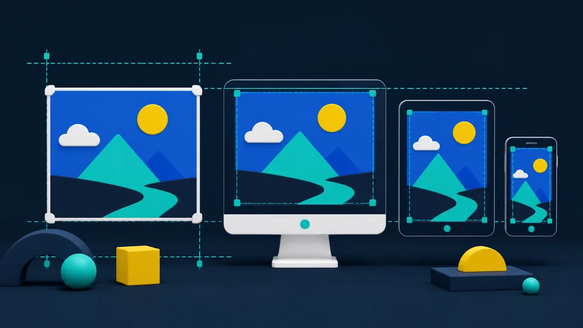 Responsive image frames at several website widths